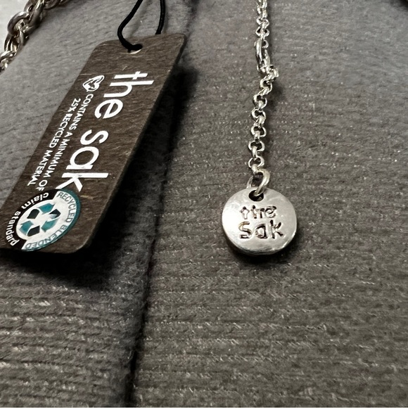 Two Tone, 3 Row Necklace from The Sak Recycled Metal 31” Long+Extender BRAND NEW - Picture 3 of 13